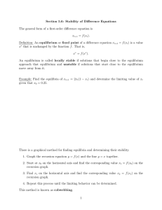 Section 5.6: Stability of Difference Equations