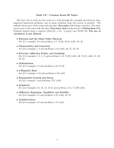 Math 147 - Common Exam III Topics