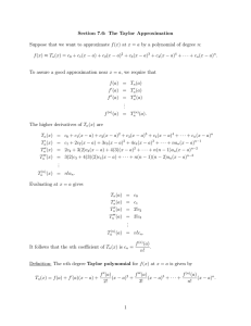 Section 7.6: The Taylor Approximation