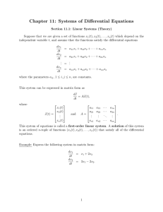 Chapter 11: Systems of Differential Equations