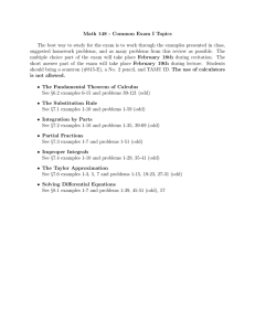 Math 148 - Common Exam I Topics