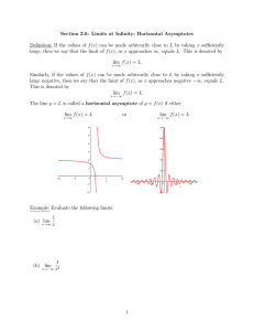 Section 2.6: Limits at Infinity; Horizontal Asymptotes