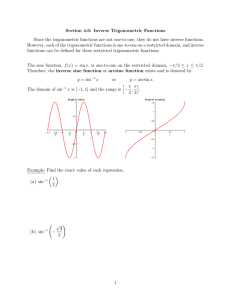 Section 4.6: Inverse Trigonometric Functions