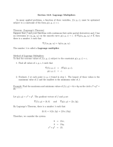 Section 12.8: Lagrange Multipliers