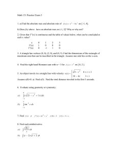 Math 131 Practice Exam 3  on [ -1, 4].