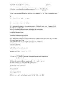 Math 150  In class Exam 3 Review  J. Lewis