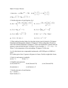   Math 151 Exam 3 Review