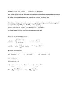 Math 151  In Class Exam 3 Review
