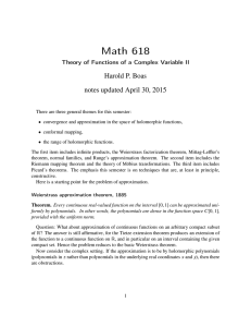 Math 618 Harold P. Boas notes updated April 30, 2015