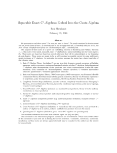 Separable Exact C -Algebras Embed Into the Cuntz Algebra ∗ Paul Skoufranis