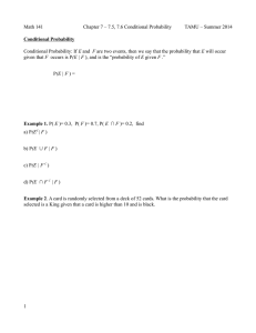 Math 141 Chapter 7 – 7.5, 7.6 Conditional Probability E