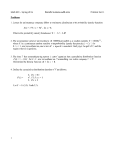 Math 419 – Spring 2016 Transformations and Limits Problem Set 11