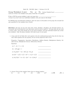 Group Worksheet (5 pts): Yes or No