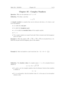 Chapter 1E - Complex Numbers