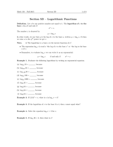 Section 5D – Logarithmic Functions