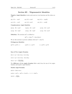 Section 8D – Trigonometric Identities