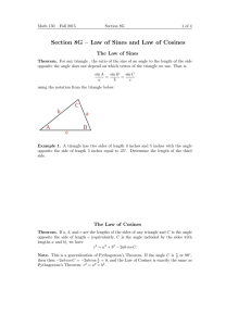 Section 8G – Law of Sines and Law of Cosines