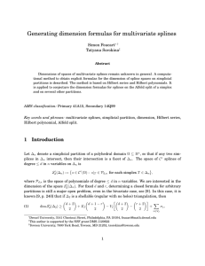 Generating dimension formulas for multivariate splines Simon Foucart Tatyana Sorokina