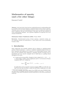 Mathematics of sparsity (and a few other things) Emmanuel Cand` es