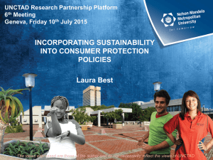 INCORPORATING SUSTAINABILITY INTO CONSUMER PROTECTION POLICIES