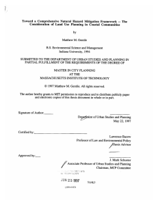 Toward  a  Comprehensive  Natural  Hazard ... The Consideration  of  Land  Use  Planning ... --