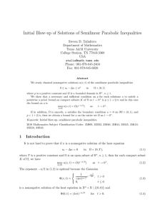 Initial Blow-up of Solutions of Semilinear Parabolic Inequalities