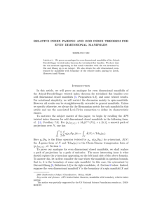 RELATIVE INDEX PAIRING AND ODD INDEX THEOREM FOR EVEN DIMENSIONAL MANIFOLDS