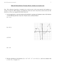 1 Math 142 Week-in-Review #7 (Exam 2 Review: Sections 4.1-4.5 and...