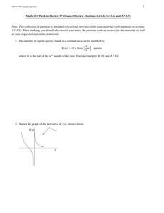1 Math 131 Week-in-Review #7 (Exam 2 Review: Sections 2.6-2.8, 3.1-3.4,...
