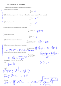 4.1 - 4.2: Basic rules for derivatives