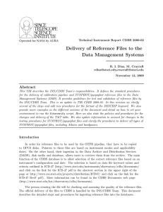 Delivery of Reference Files to the Data Management Systems