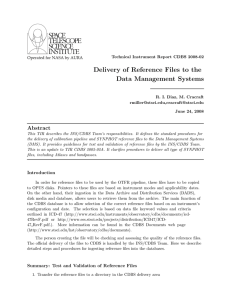 Delivery of Reference Files to the Data Management Systems