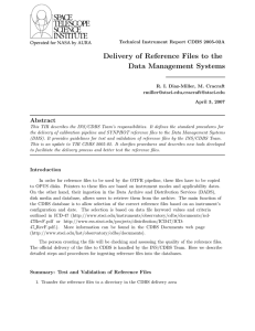 Delivery of Reference Files to the Data Management Systems