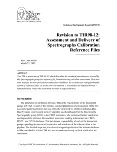 Revision to TIR98-12: Assessment and Delivery of Spectrographs Calibration Reference Files