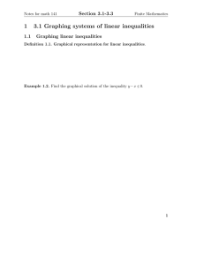 1 3.1 Graphing systems of linear inequalities Section 3.1-3.3 1.1
