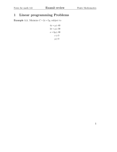 1 Linear programming Problems Exam2 review