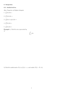 6. Integration 6.5: Antiderivatives More Properties of Definite Integrals R