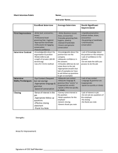 Mock Interview Rubric  Name:_________________________________ Instructor Name:_________________________