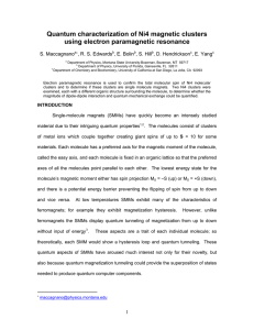 Quantum characterization of Ni4 magnetic clusters using electron paramagnetic resonance  S. Maccagnano