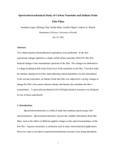 Spectroelectrochemical Study of Carbon Nanotube and Indium Oxide Thin Films