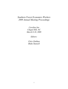 Southern Forest Economics Workers 2009 Annual Meeting Proceedings Carolina Inn