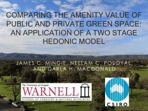 COMPARING THE AMENITY VALUE OF PUBLIC AND PRIVATE GREEN SPACE: HEDONIC MODEL
