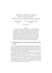 Algorithmic Algebraic Geometry REU at Texas A&amp;M 2011 Timothy Jewell