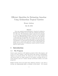 Efficient Algorithm for Estimating Amoebae Using Archimedian Tropical Varieties Eleanor Anthony