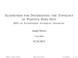 Algorithms for Determining the Topology of Positive Zero Sets Joseph Rennie