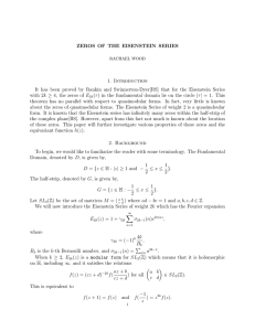 ZEROS OF THE EISENSTEIN SERIES 1. Introduction k