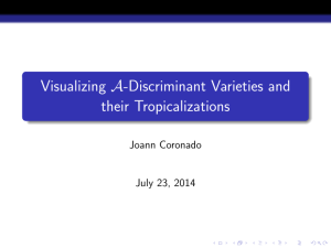 Visualizing A-Discriminant Varieties and their Tropicalizations Joann Coronado July 23, 2014