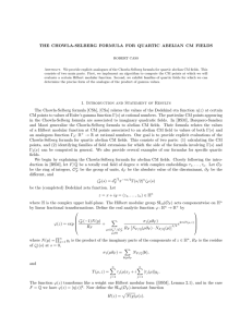 THE CHOWLA-SELBERG FORMULA FOR QUARTIC ABELIAN CM FIELDS