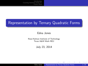 Representation by Ternary Quadratic Forms Edna Jones July 23, 2014