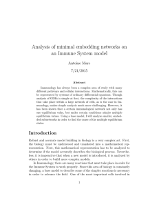 Analysis of minimal embedding networks on an Immune System model Antoine Marc 7/21/2015